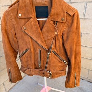 All Saints Women's Brown Suede Leather Jacket